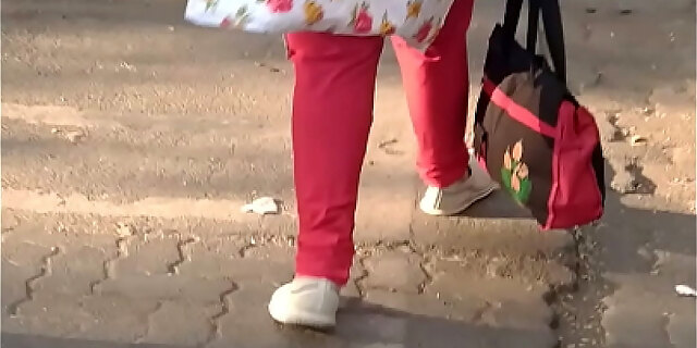 Big Ass Aunty Walking On Road