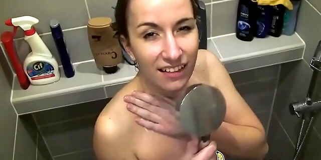 Beautiful Brunette Masturbating In The Shower.more Video Www.nastybanana.com