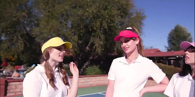 Teen Best Friends Fucked By Their Tennis Coach On Court - Daphne Dare, Cleo Clementine, Daisy Stone
