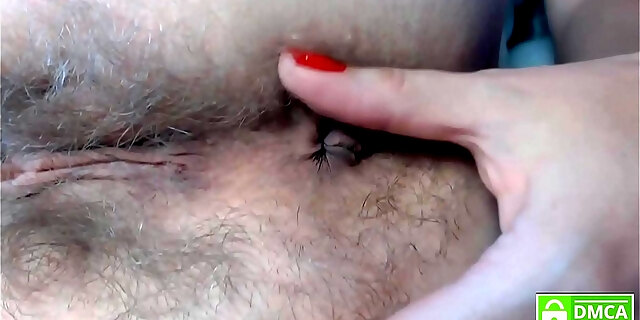 Playing And Fingering Super Hairy Asshole  Extreme Close Up