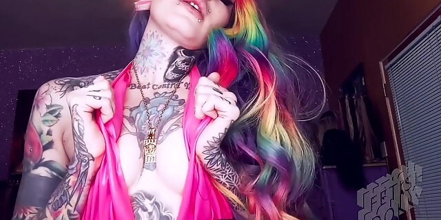 Sissy Brainwash Amsr Whisper Latex Femdom Rainbow Hair Tattooed Mistress Suicide Girl Slave Dominati