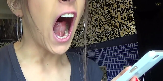 Pretty Russian Woman Cupping Her Cleft Tongue While Yawning Pt.2