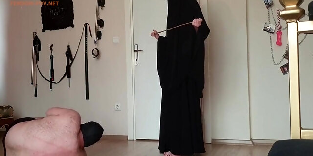 Muslim Mistress Canes Fat Slave