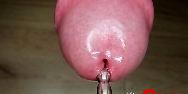 Close Up Amateur Femdom Ruined Orgasm With Urethral Sounding. Frenulum Stimulation