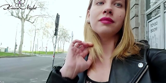 Student Showing Tits On Street And Masturbate Pussy After A Walk