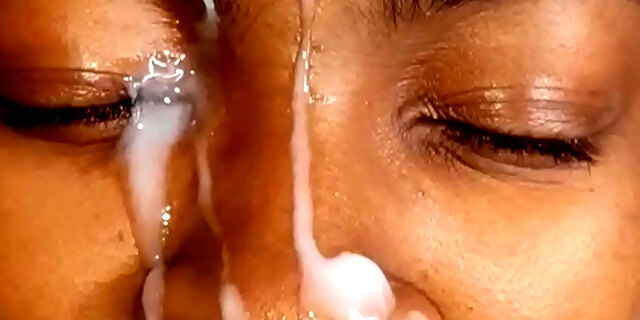 Giant Cum Facial On Ebony Teen